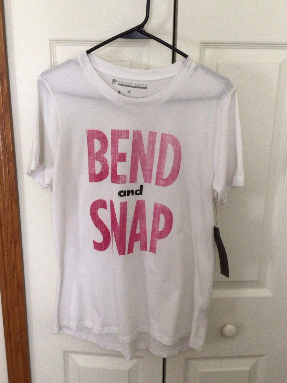 Prince Peter Collection White Tee with Pink BEND and SNAP Graphic